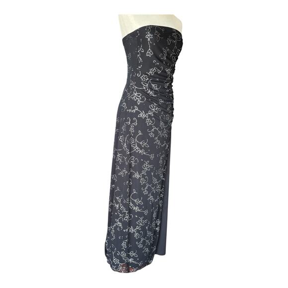 Vintage Taboo Strapless Long Dress Leg Slit Y2K Lined Embellished Stretch Small - Picture 2 of 8